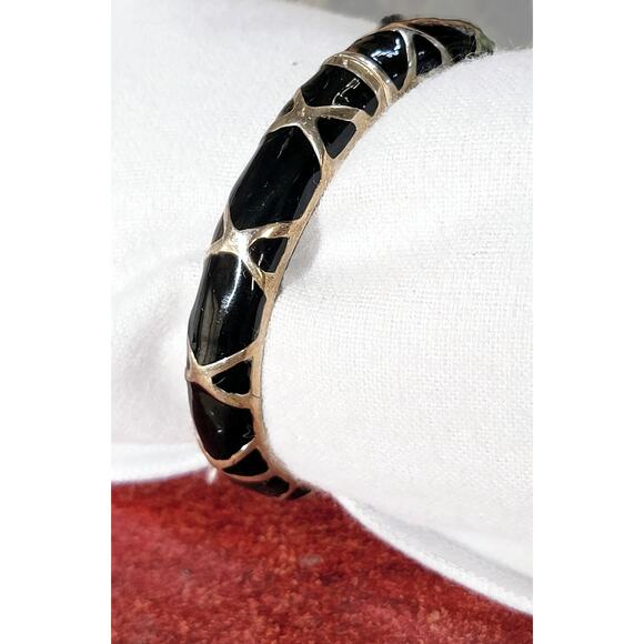 Black and Gold Enamel Cloisonné Bracelets - Timeless Elegance - Picture 3 of 10